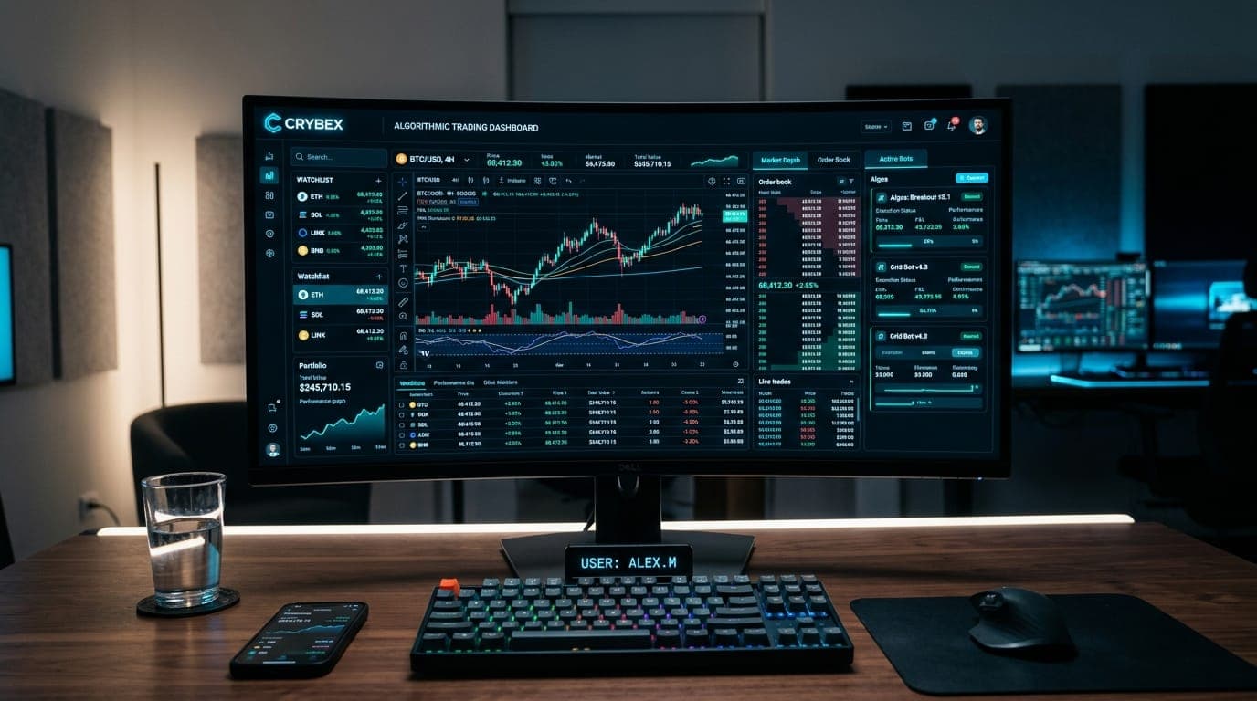 Crybex AI algorithmic trading platform interface