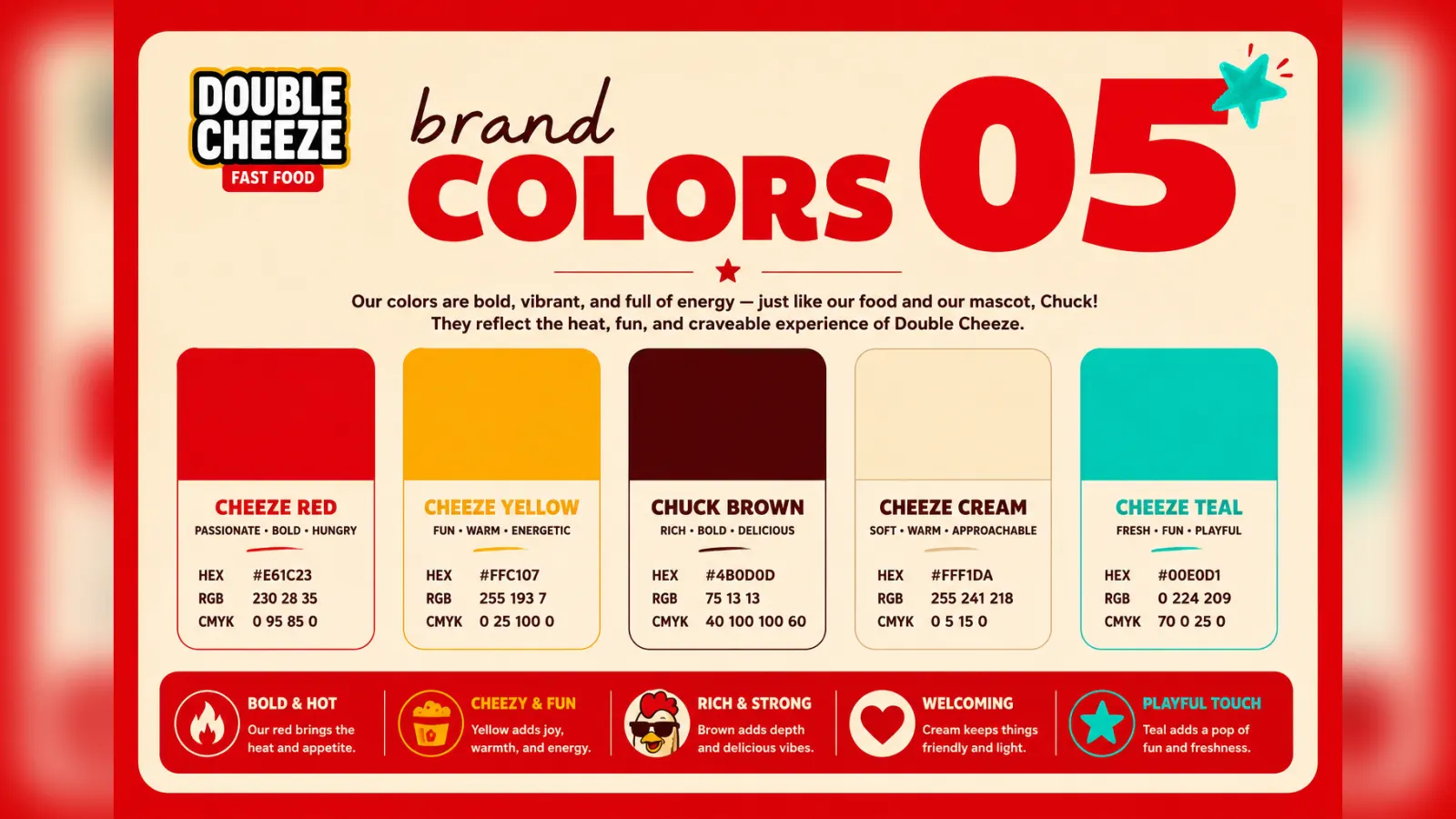 Double Cheeze color palette slide