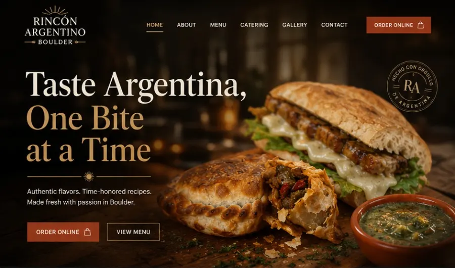 Rincón Argentino: Website hero section