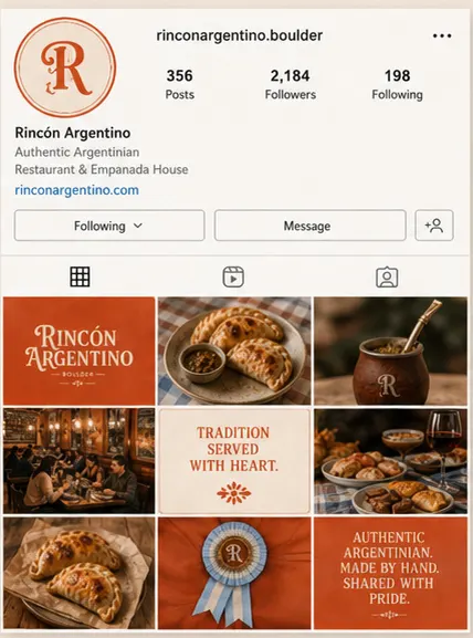 Rincón Argentino: Instagram profile mockup