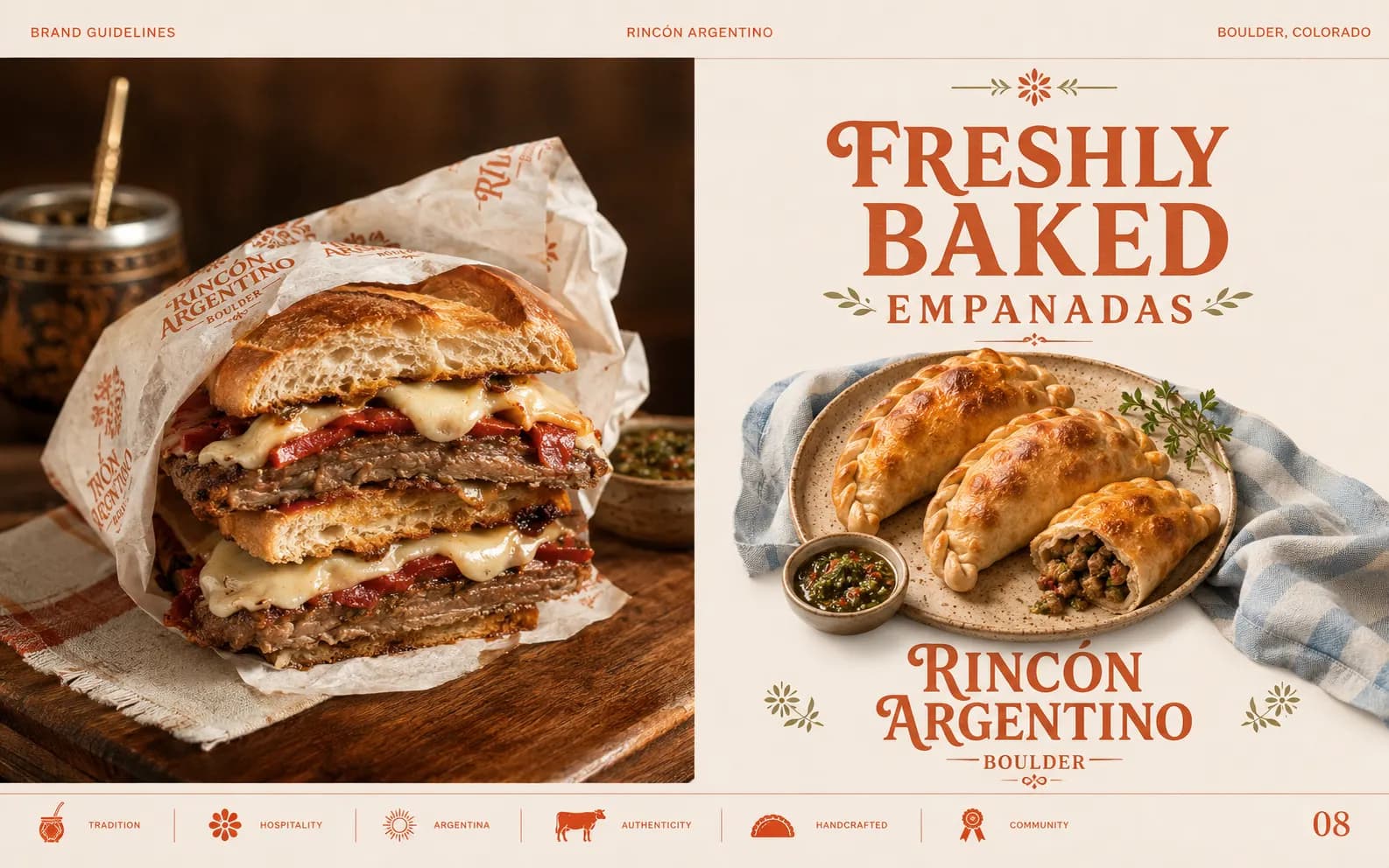 Rincón Argentino artisanal sandwich and poster