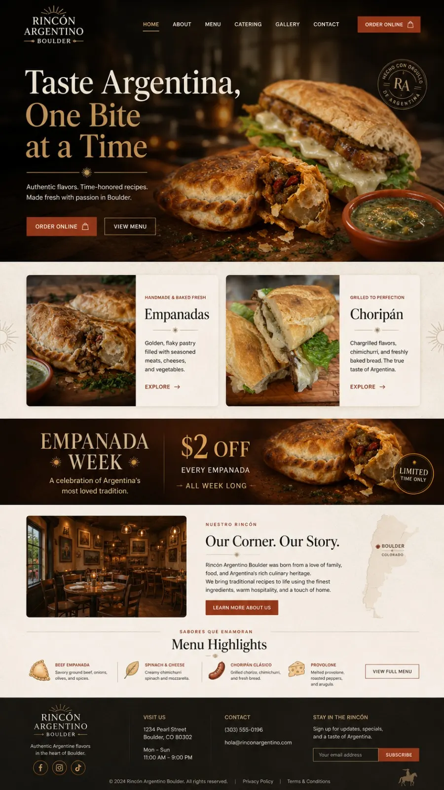Rincón Argentino website UI concept